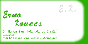 erno kovecs business card